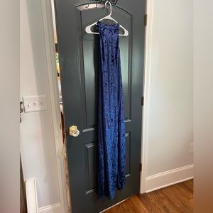 High Neck Blue Velvet Lulu’s Dress